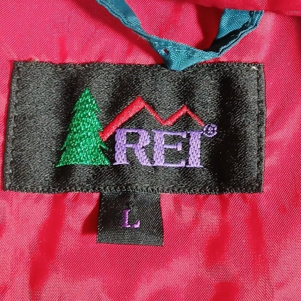 REI Elements Rain Jacket Kids Large 12/14 Teal Parka Outdoor Vintage 90s - Picture 4 of 15